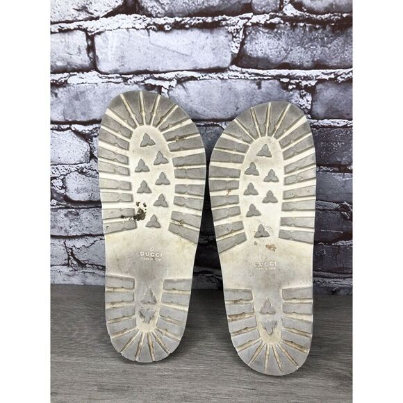 GUCCI Web White Rubber Logo Casual Slides Designer Sandals Men’s Sz 11M US/44EU - Picture 14 of 16